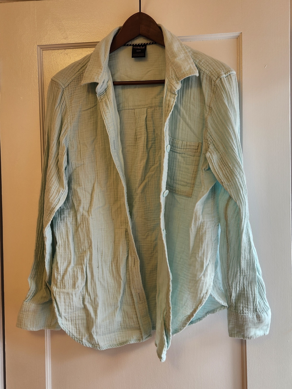 Light Mint Button-Front Women's Shirt Top